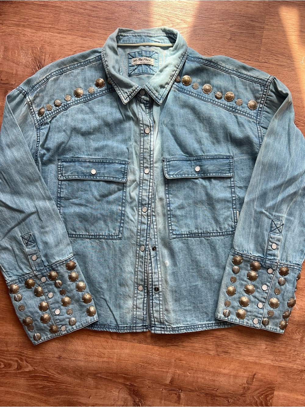 Free People We The Free Austin Denim Jacket Size Large RT $198